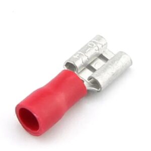 Terminal tipo hembra plano rojo 0.5 a 1.5 mm2, 22 a 16 awg bolsa x 100 und