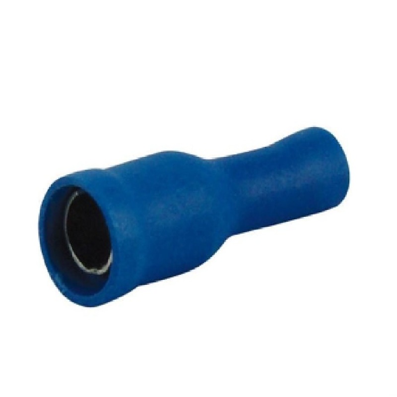 Terminal tipo hembra redondo ( bala ) azul 1.5 a 2.5 mm2, 16 a 14 awg bolsa x 100 und