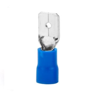 Terminal tipo  macho plano azul 1.5 a 2.5 mm2, 16 a 14 awg bolsa x 100 und