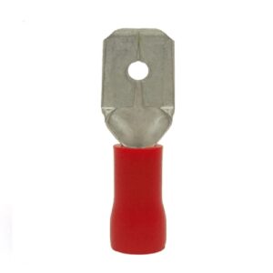 Terminal tipo macho plano rojo 0.5 a 1.5 mm2, 22 a 16 awg bolsa x 100 und
