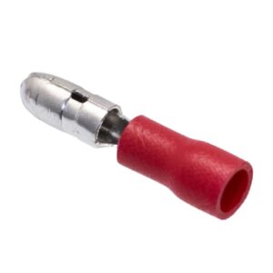 Terminal tipo macho redondo ( bala )  rojo 0.5 a 1.5 mm2, 22 a 16 awg bolsa x 100 und