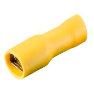 Terminal tipo hembra plano amarillo aislado total 4 a 6 mm2, 12 a 10 awg bolsa x 100 und.
