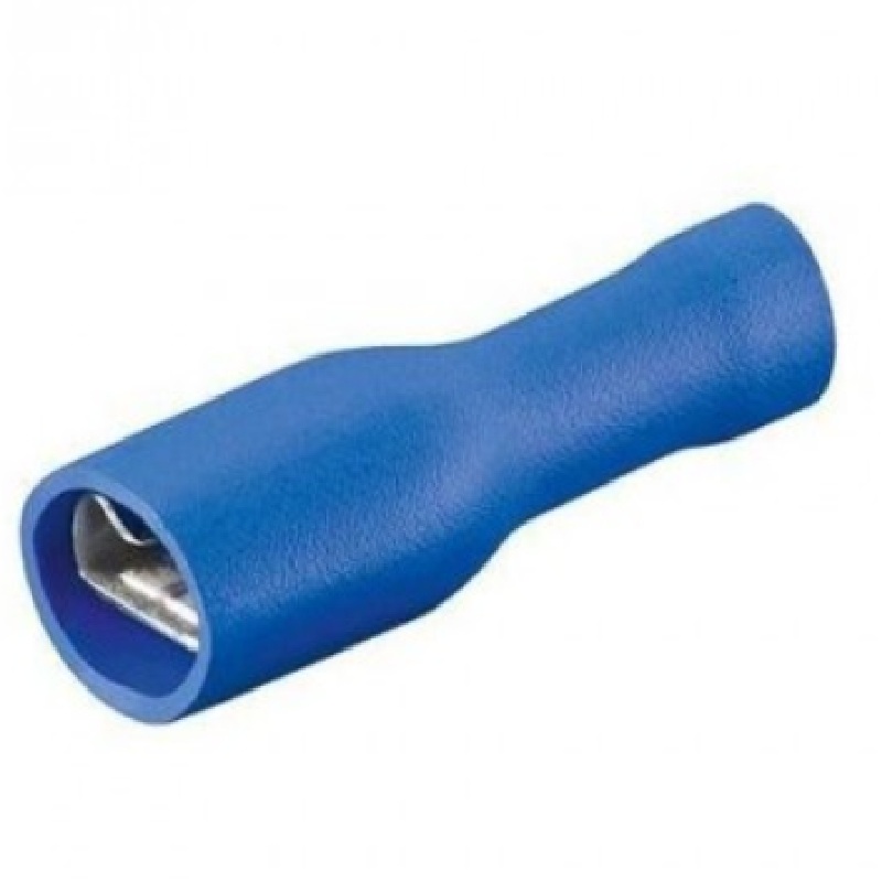Terminal tipo hembra plano azul aislado total 1.5 a 2.5 mm2, 16 a 14 awg bolsa x 100 und.