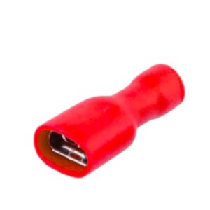 Terminal tipo hembra plano rojo aislado total 0.5 a 1.5 mm2, 22 a 16 awg bolsa x 100 und